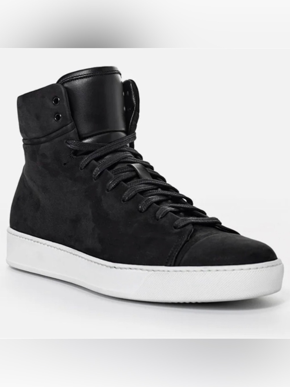 John Elliott Calfskin Leather High Top Sneakers Black Made in Italy Men’s 9-9.5